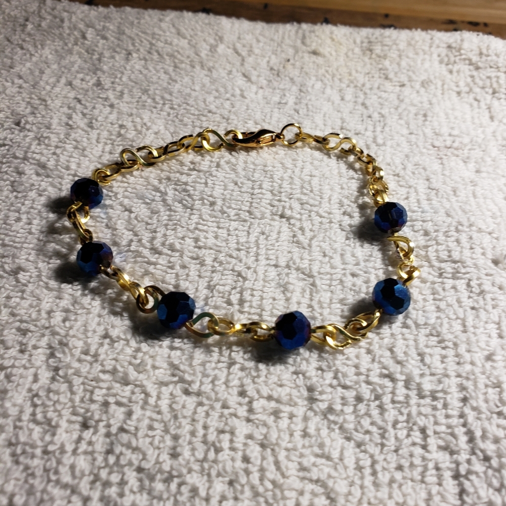 6-9 bracelet blue sparkle beads